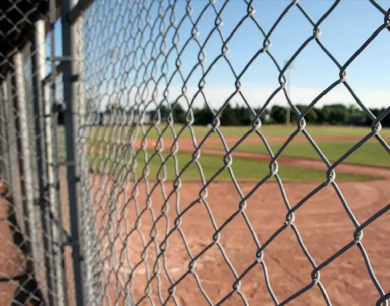 Chain link backstop at a baseball field