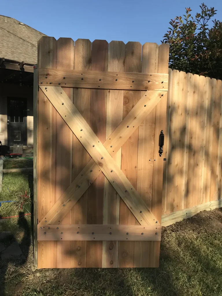 Wood privacy gate with a Z-brace frame